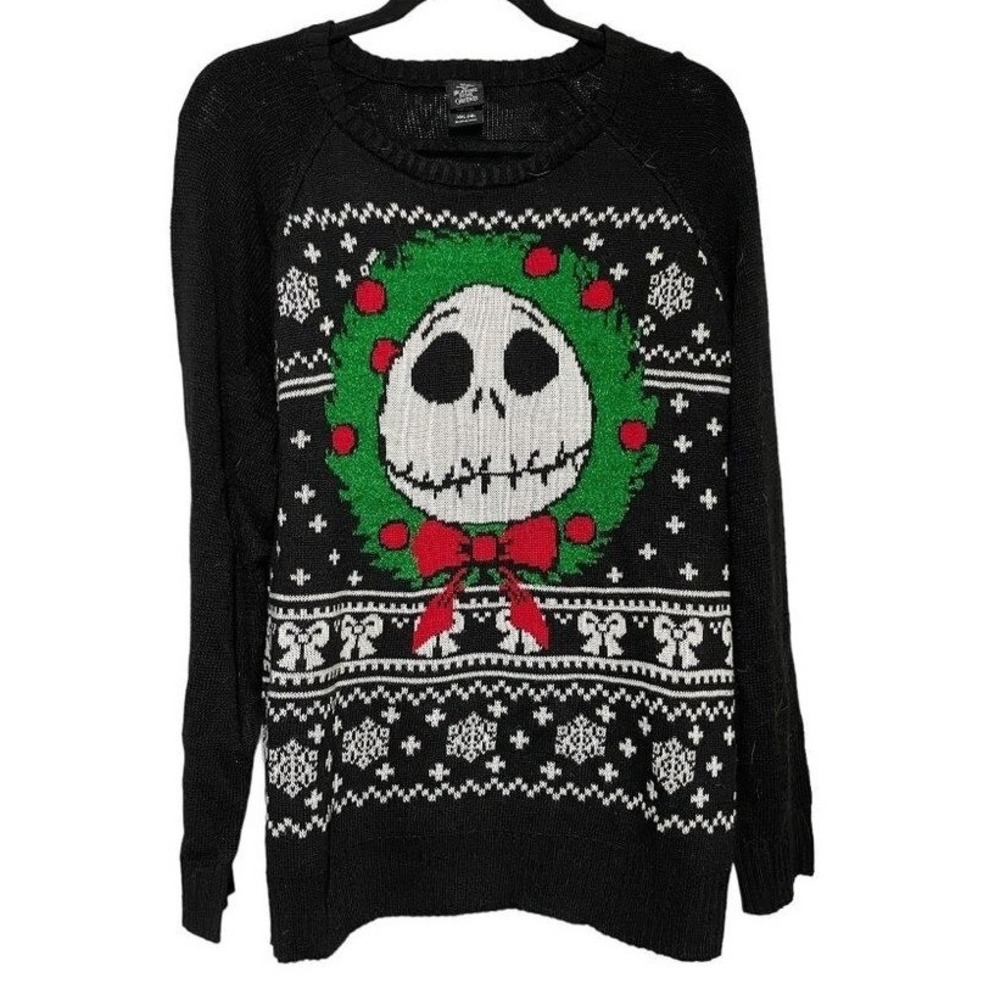 Disney The Nightmare Before Christmas Sweater Jack Skellington Black Size XL